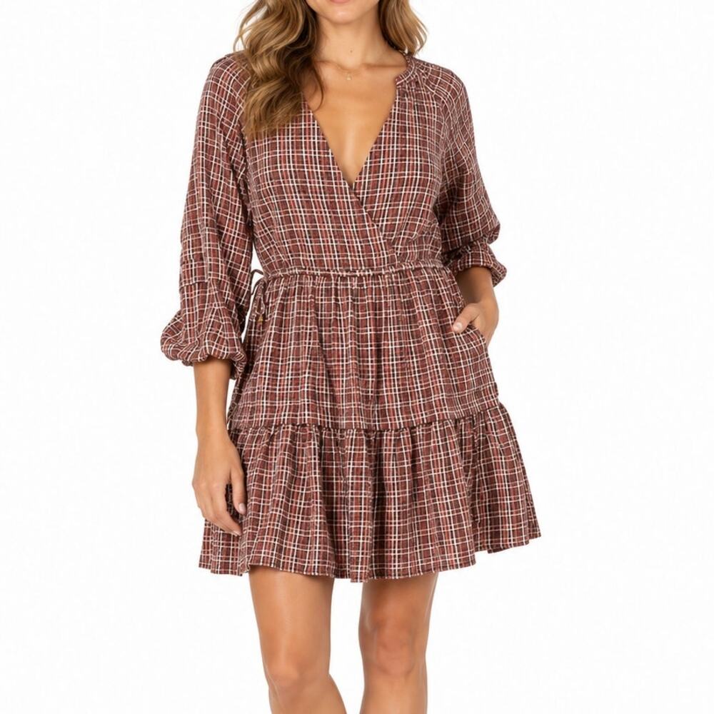 Madewell Plaid Burgundy Mini Dress XXS